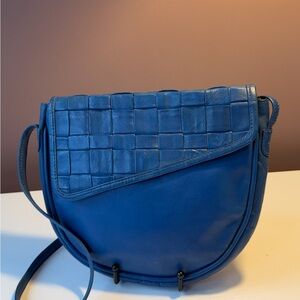 Vintage Blue Leather Shoulder Bag